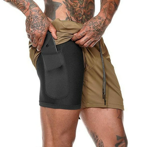 Double Layer Sports Pants Mobile Phone | Men's Gym Shorts Mobile -