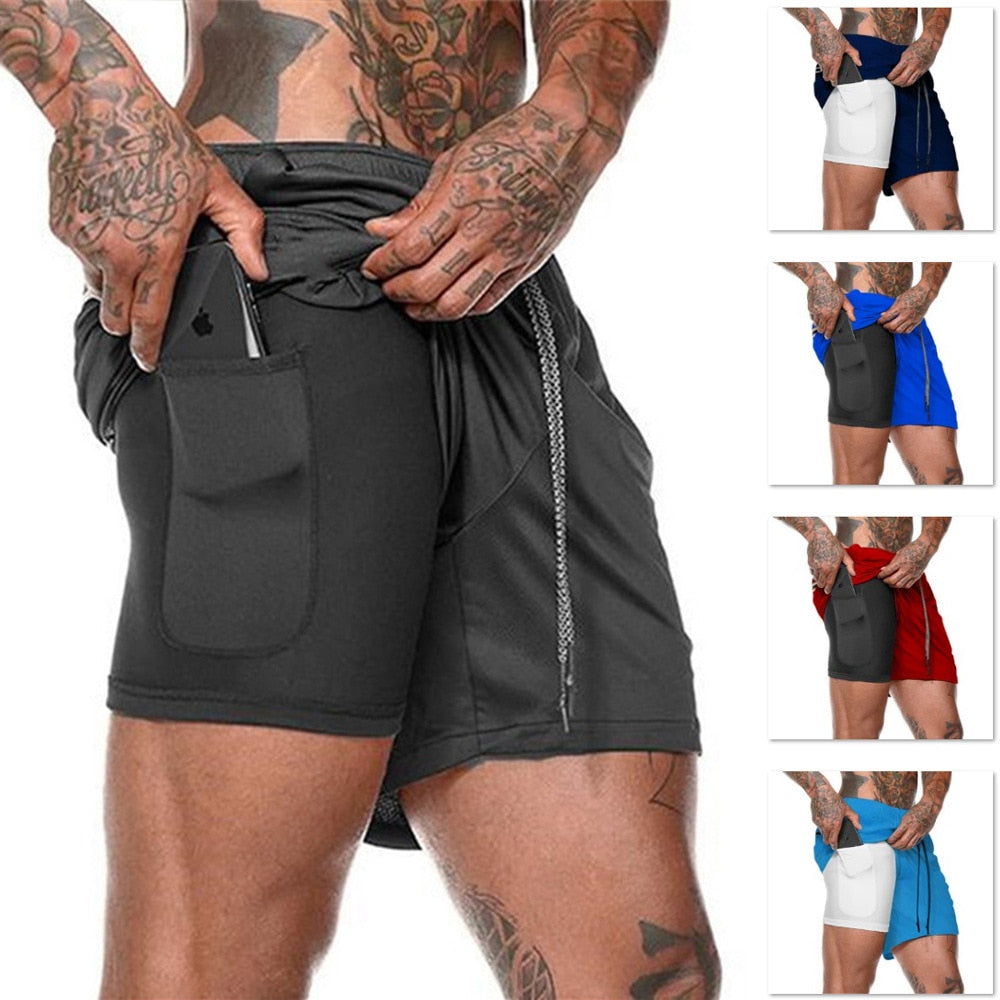 Double Layer Sports Pants Mobile Phone | Men's Gym Shorts Mobile -