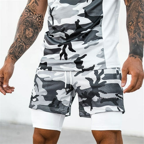 8-color!!! 2 In 1 Sport Camouflage Mesh Breathable Shorts Men