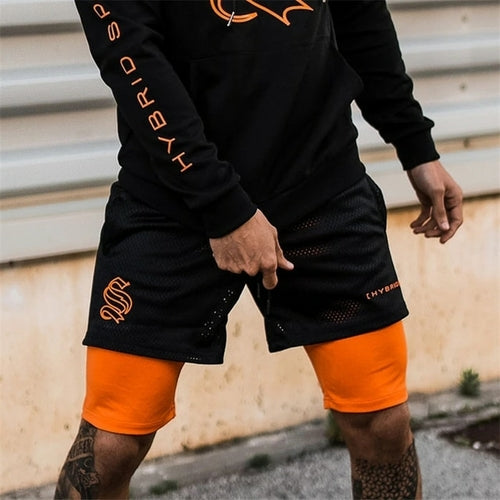 8-color!!! 2 In 1 Sport Camouflage Mesh Breathable Shorts Men