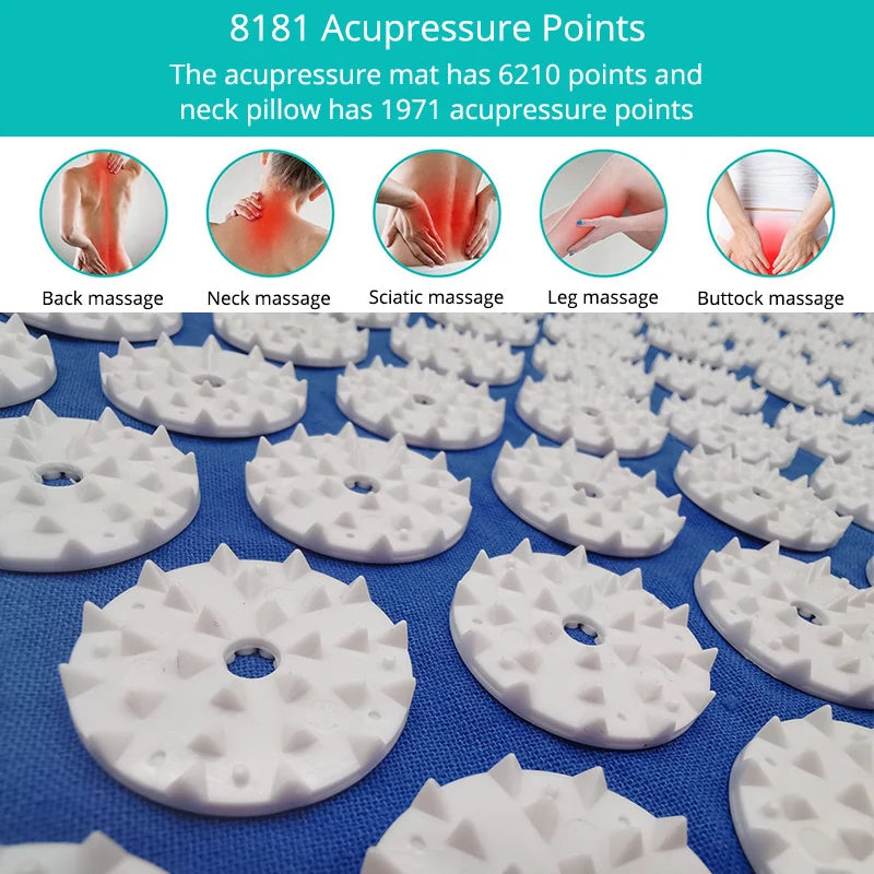 Acupressure Mat Sensi Massage Mat Pillow Set applicator for Neck Foot