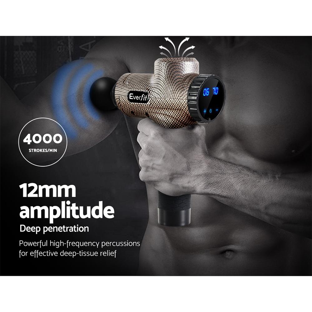 Everfit Massage Gun 6 Heads Massager Electric LCD Vibration Relief