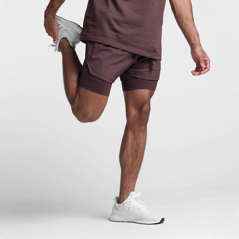 Running Shorts Men Breathable Gyms Bodybuilding Workout Shorts Double