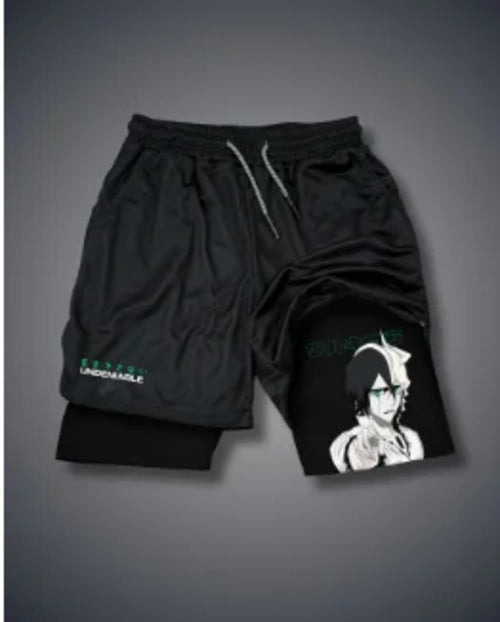 Men's Anime Hanma Baki Fitness Shorts Printed Black Double Layer 2 In