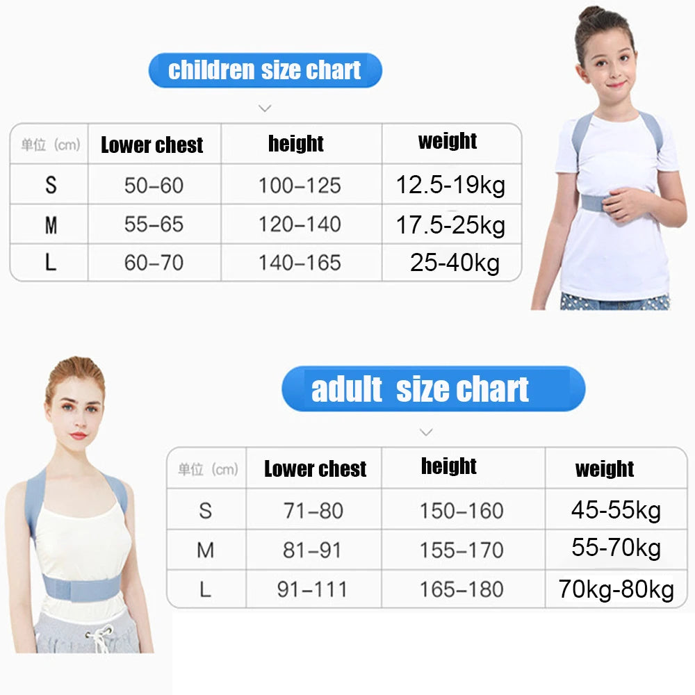 Children Adjustable Posture Corrector Back Support Boys Girls Shoulder