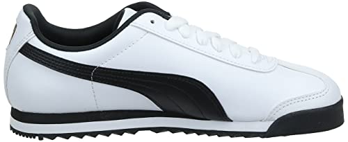 PUMA Men's Roma Basic Fashion Sneaker, White/Black Leather - 10.5 D(M) US