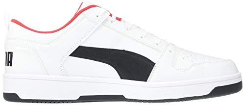 PUMA unisex adult Rebound Layup Lo Sneaker, Puma White-puma Black-high Risk Red, 11 US