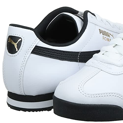 PUMA Men's Roma Basic Fashion Sneaker, White/Black Leather - 10.5 D(M) US