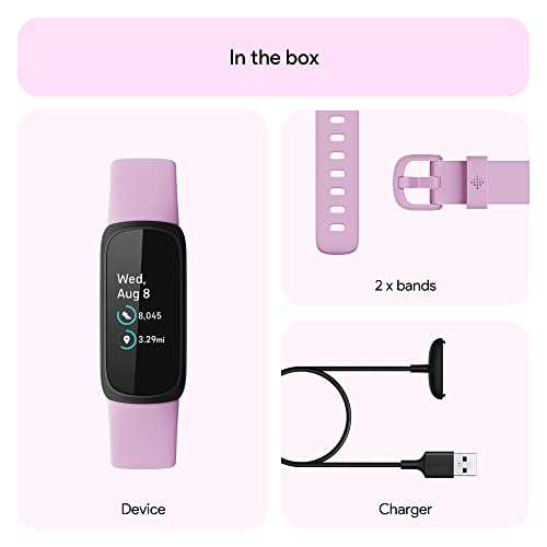 Fitbit Inspire 3 Health & Fitness Tracker with Stress Management, Workout Intensity, Sleep Tracking, 24/7 Heart Rate and more, Lilac Bliss/Black, One Size (S & L Bands Included)