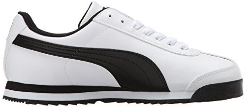 PUMA Men's Roma Basic Fashion Sneaker, White/Black Leather - 10.5 D(M) US