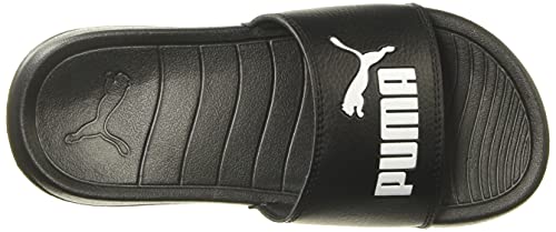 PUMA Unisex-Adult Logo Popcat Slide Sandal Black White, 5