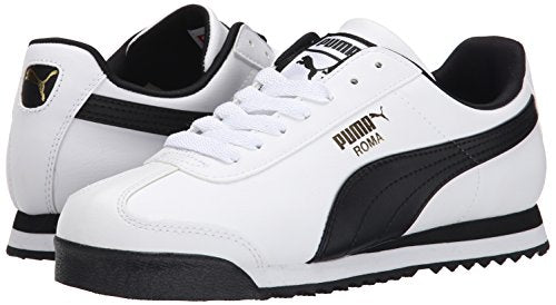PUMA Men's Roma Basic Fashion Sneaker, White/Black Leather - 10.5 D(M) US
