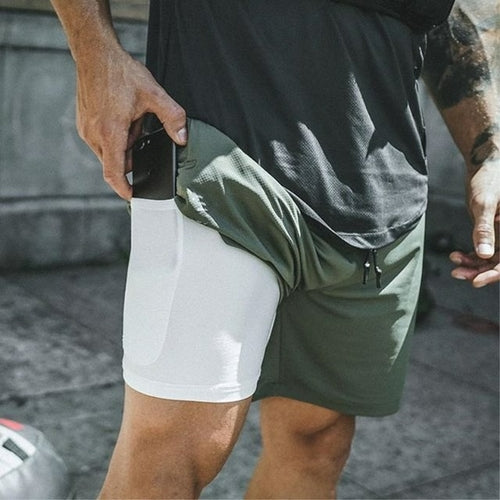 Double Layer Sports Pants Mobile Phone | Men's Gym Shorts Mobile -