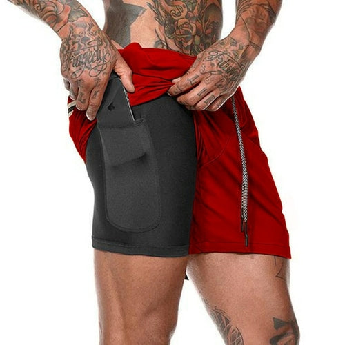 Double Layer Sports Pants Mobile Phone | Men's Gym Shorts Mobile -
