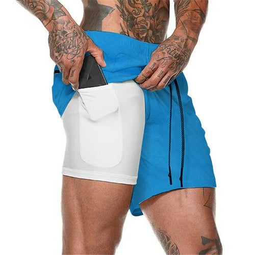 Double Layer Sports Pants Mobile Phone | Men's Gym Shorts Mobile -