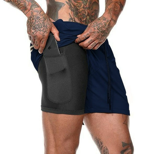 Double Layer Sports Pants Mobile Phone | Men's Gym Shorts Mobile -
