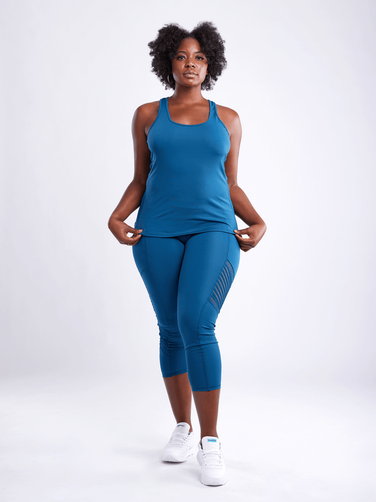 High-Waisted Pilates Leggings with Side Pockets & Mesh Panels