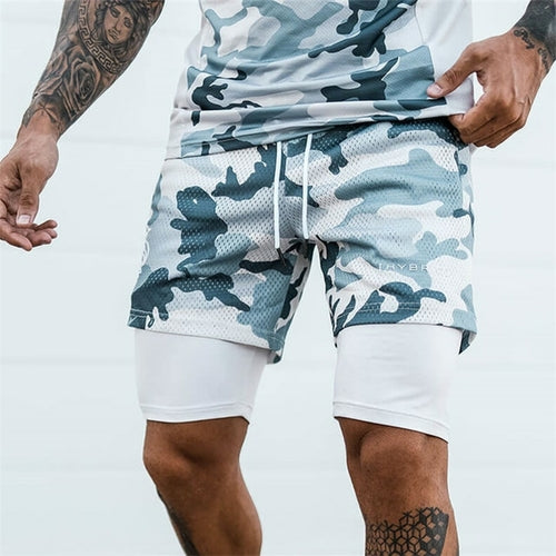 8-color!!! 2 In 1 Sport Camouflage Mesh Breathable Shorts Men