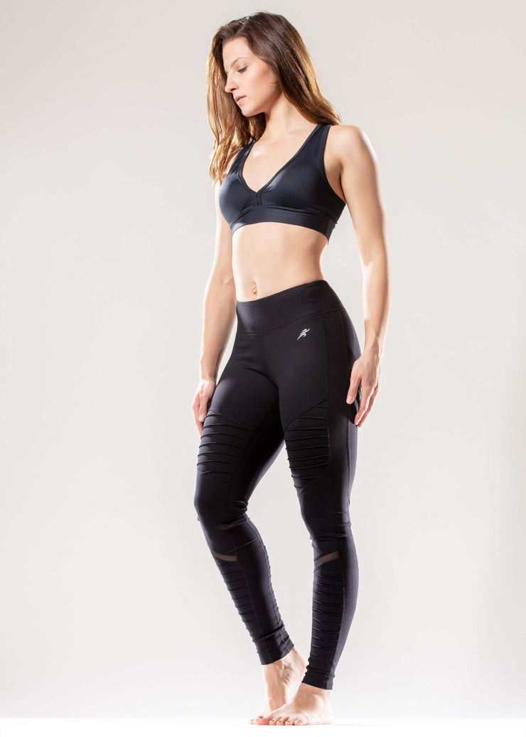 Athletique Low-Waisted Ribbed Leggings with Hidden Pocket and Mesh