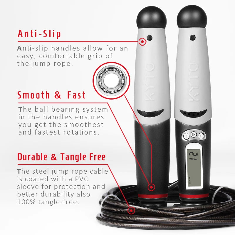 KYTO Jump Rope Digital Counter for Indoor/Outdoor Fitness Training
