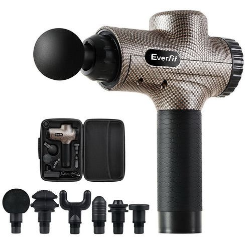 Everfit Massage Gun 6 Heads Massager Electric LCD Vibration Relief