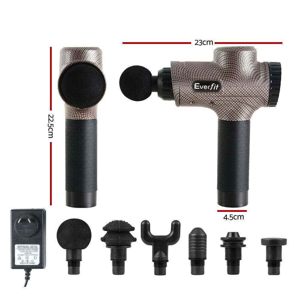 Everfit Massage Gun 6 Heads Massager Electric LCD Vibration Relief