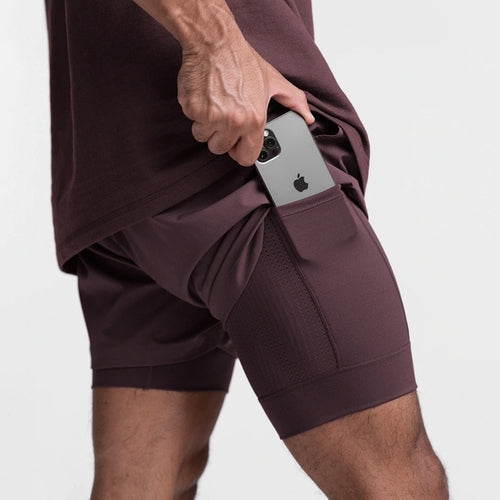 Running Shorts Men Breathable Gyms Bodybuilding Workout Shorts Double