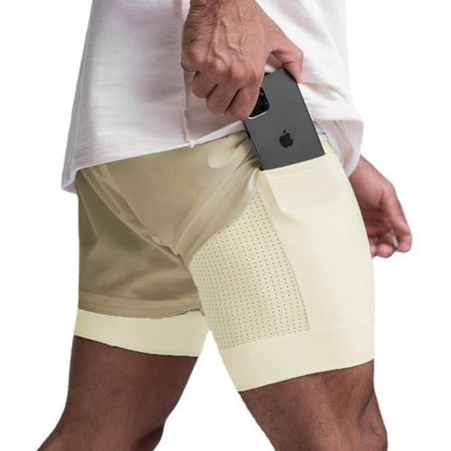 Running Shorts Men Breathable Gyms Bodybuilding Workout Shorts Double
