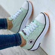 Flat Lace-Up Sneakers Pattern Canvas Casual Sport Shoes