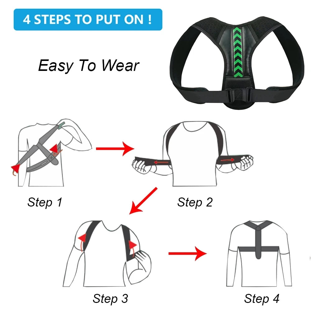 Adjustable Back Posture Corrector Belt Clavicle Spine Men Women Home