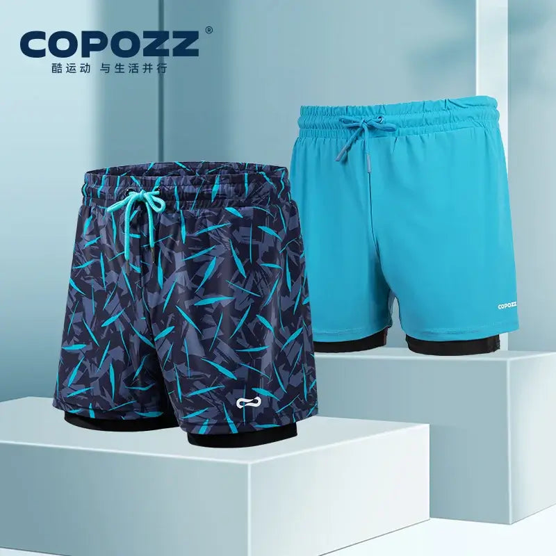COPOZZ Men Swimming Trunks with Compression Liner 2 in 1 Quick Dry