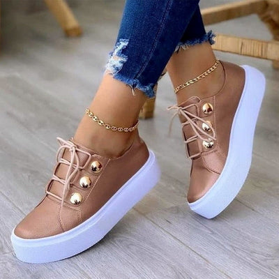 Light Breathable Casual Female Flat Shoes Rose Gold /White/Gold/Black