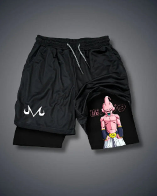 Men's Anime Hanma Baki Fitness Shorts Printed Black Double Layer 2 In