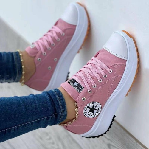 Fashion Canvas Shoes Casual Sport Shoes Flat Lace-Up Sneakers