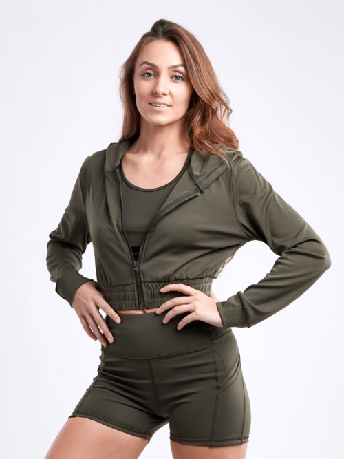 JupiterGear Athletic Zip-Up Crop Hoodie Jacket