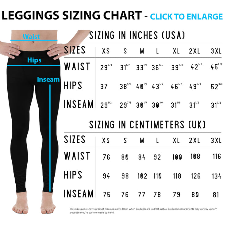 Mens Leggings - Blue Geometric Design Pattern