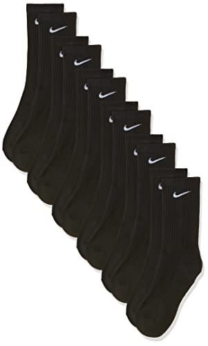 Nike Everyday Cushion Crew Socks, Unisex Nike Socks, Black/White, L (Pack of 6 Pairs of Socks)