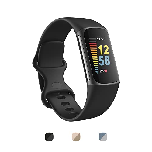 Fitbit Charge 5 Advanced Fitness & Health Tracker with Built-in GPS, Stress Management Tools, Sleep Tracking, 24/7 Heart Rate and More, Black/Graphite, One Size (S &L Bands Included)