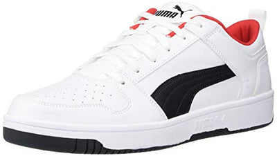 PUMA unisex adult Rebound Layup Lo Sneaker, Puma White-puma Black-high Risk Red, 11 US