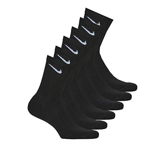 Nike Everyday Cushion Crew Socks, Unisex Nike Socks, Black/White, L (Pack of 6 Pairs of Socks)