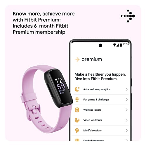 Fitbit Inspire 3 Health & Fitness Tracker with Stress Management, Workout Intensity, Sleep Tracking, 24/7 Heart Rate and more, Lilac Bliss/Black, One Size (S & L Bands Included)