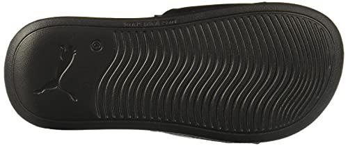 PUMA Unisex-Adult Logo Popcat Slide Sandal Black White, 5