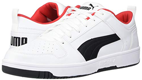 PUMA unisex adult Rebound Layup Lo Sneaker, Puma White-puma Black-high Risk Red, 11 US