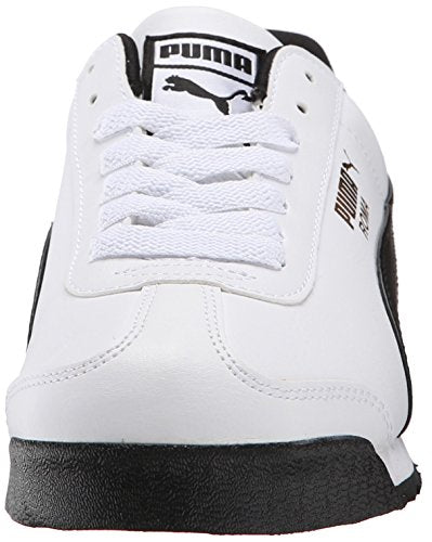PUMA Men's Roma Basic Fashion Sneaker, White/Black Leather - 10.5 D(M) US